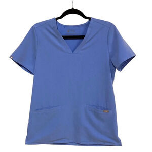 FIGS Casma Women's 3-Pocket Scrub Top, Size‎ Small, Blue Short Sleeve FW110